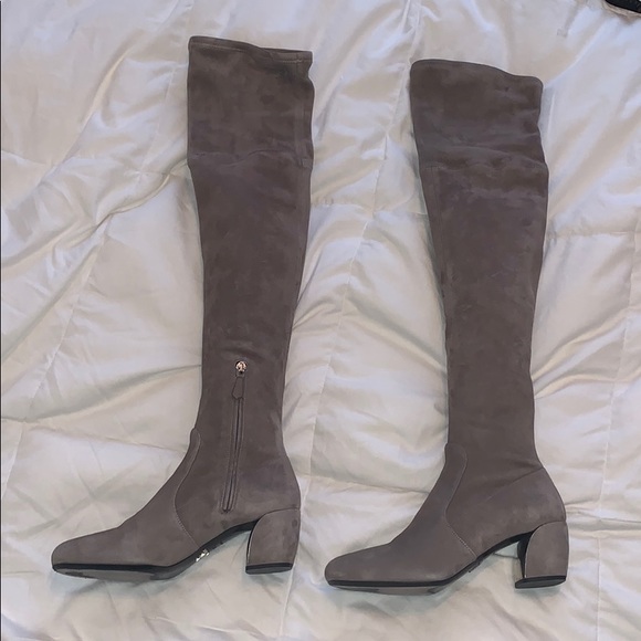 Prada Suede Metal Heel Over the Knee Boot - Picture 2 of 8